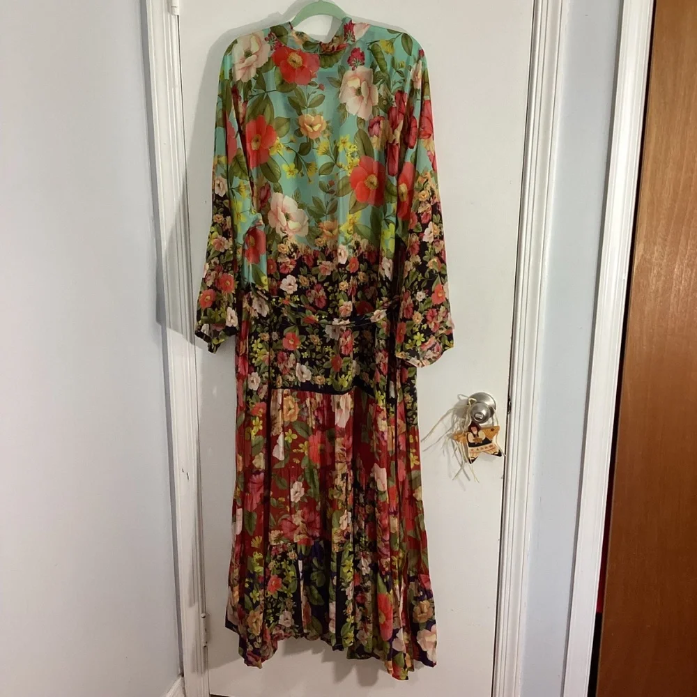 NWT JOHNNY WAS PLUS 3X  BURKE KIMONO  MAXI DRESS FLORAL TIRED MSRP 515.00 - Picture 11 of 14
